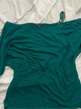 Guess Teal Off-Shoulder Top with Chain Strap
